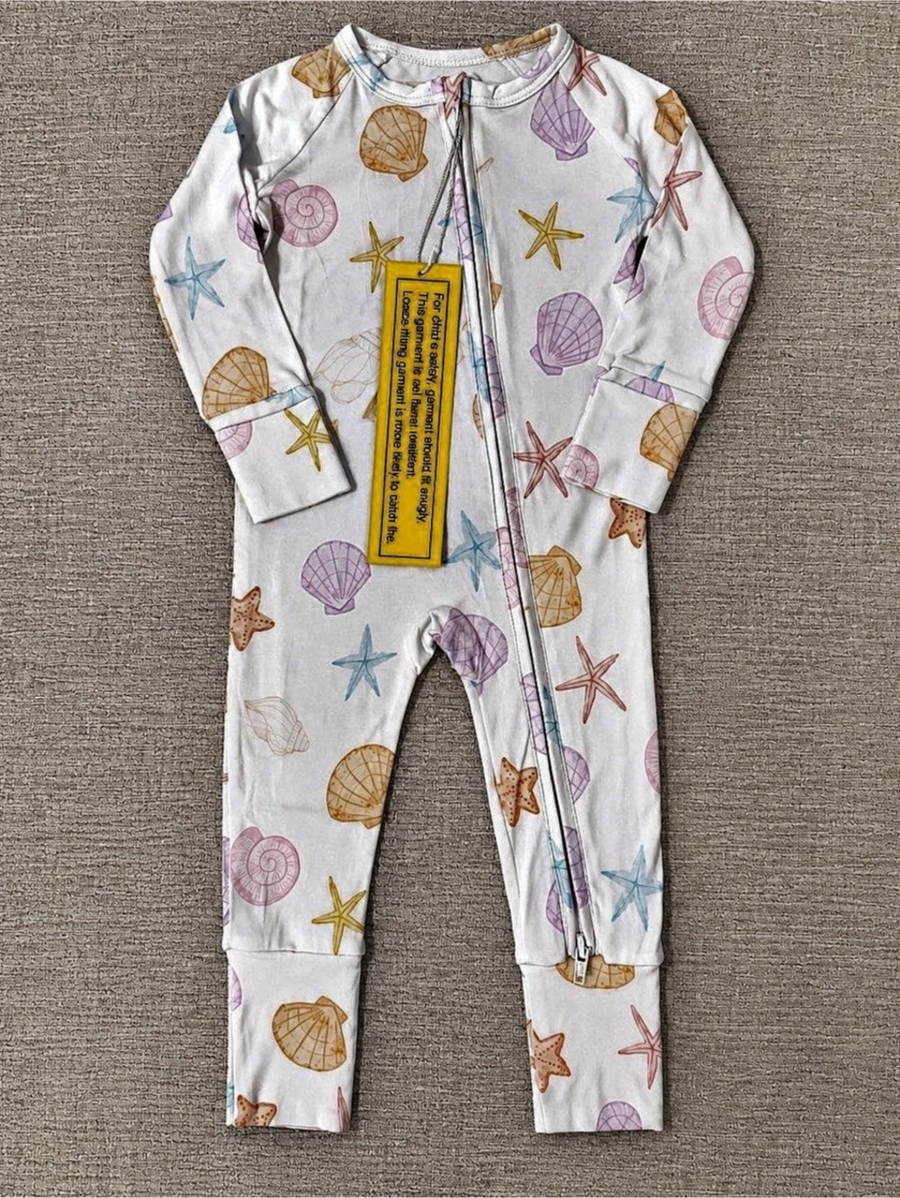 Pastel Seashell Bamboo Sleeper 3–6 Months | Two-Way Zipper